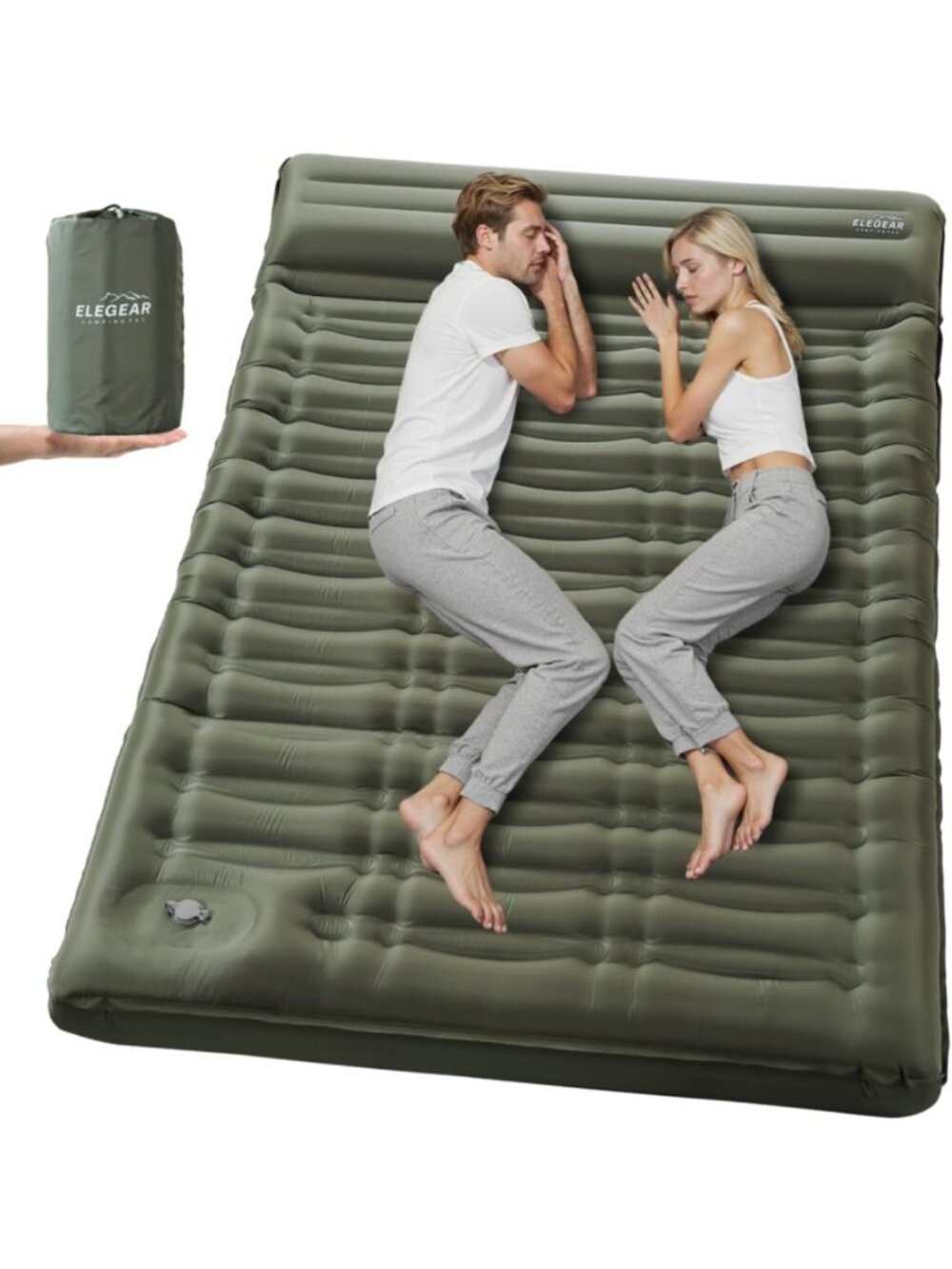 5.5” Thick Inflatable Double Sleeping Pad for Camping, Travel & Outdoor